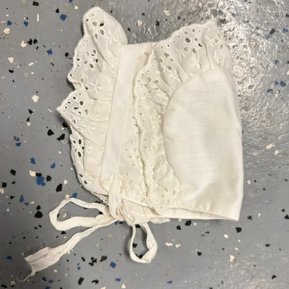 White Eyelet Baby Bonnet